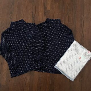 ユニクロ(UNIQLO)のユニクロ プリントタートルネックT ３枚セット 100 長袖 水玉 ドット(Tシャツ/カットソー)