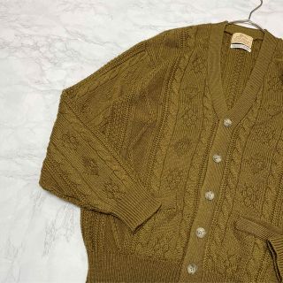 カーディガン シンプル セーター 厚手 レトロ 古着 希少 編み込み 奇抜