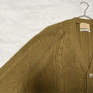 カーディガン シンプル セーター 厚手 レトロ 古着 希少 編み込み 奇抜