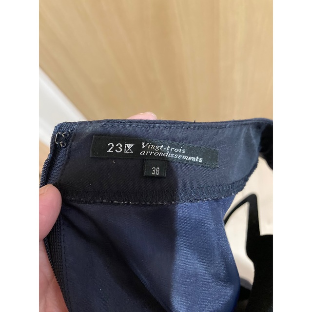 23区 - 23区 ワンピース ネイビー シンプル ポケット付きの通販 by 23区 - 23区 ワンピース ネイビー シンプル ポケット付きの通販 by