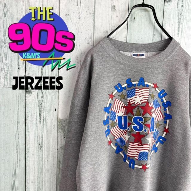 90's JERSEYSジャージーズ　USA製　星条旗ロゴ　スエット　トレーナー