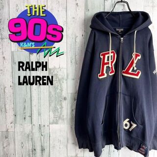 90's polo jeans ラルフローレン RLロゴ刺繍 ジップパーカー