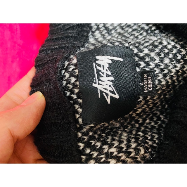 STUSSY(ステューシー)のステューシー モヘア ニット セーター Lサイズ ブラック ダイス メンズのトップス(ニット/セーター)の商品写真