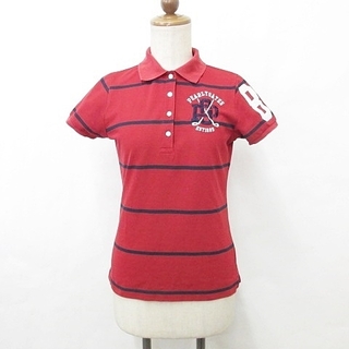 パーリーゲイツ(PEARLY GATES)のパーリーゲイツ ゴルフ ポロシャツ 半袖 ボーダー 赤 紺 ネイビー レッド 0(ウエア)