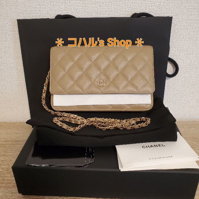 完売★CHANEL シャネル チェーンウォレット キャビアスキン 正規品 正規品❤︎ CHANEL シャネル チェーンウォレット キャビアスキン ゴールド