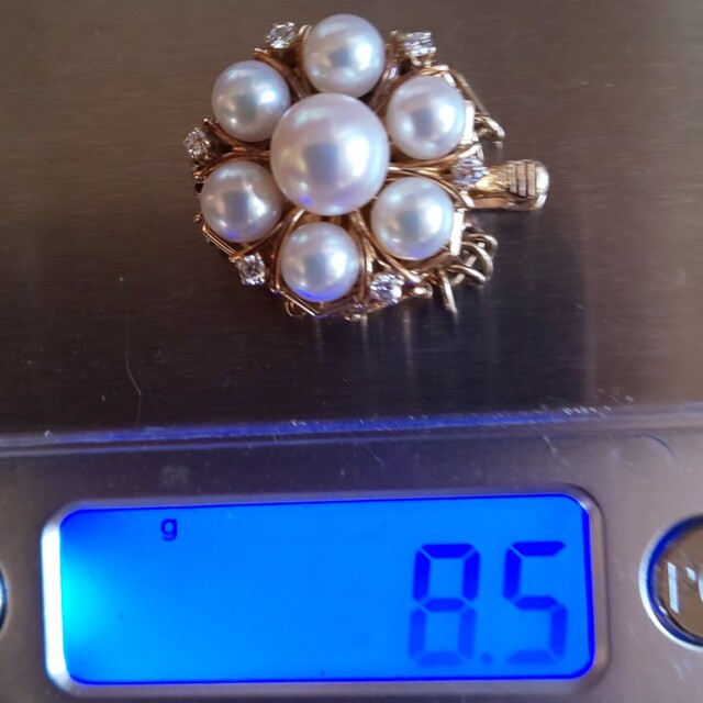 MIKIMOTO K14 アコヤ真珠、ダイヤ付き 8連用 クラスプ ハンドメイドの素材/材料(各種パーツ)の商品写真