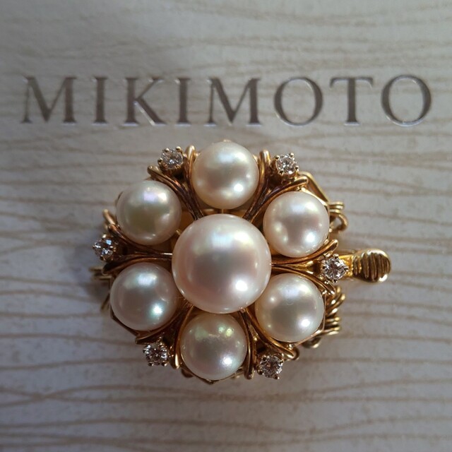 MIKIMOTO K14 アコヤ真珠、ダイヤ付き 8連用 クラスプ