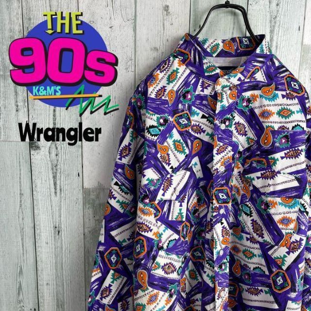 80's Wrangler ラングラー　青タグ　USA製　ネイティブ柄　シャツ | フリマアプリ ラクマ