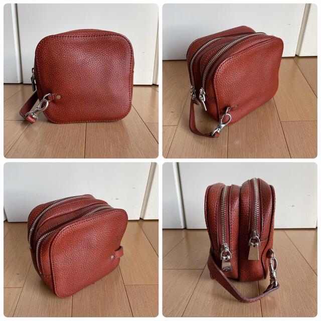 アニアリ aniary グラインドレザー クラッチバッグ 中古オレンジ