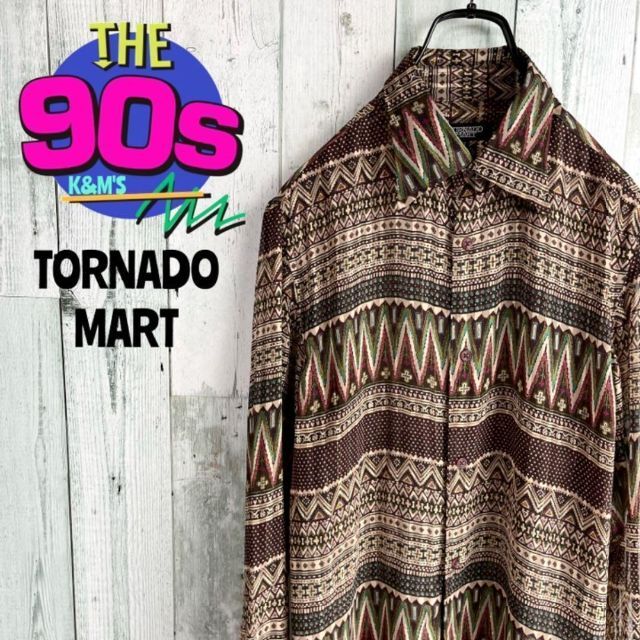 TORNADO MART(トルネードマート)の90's トルネードマート ネイティブ柄　シースルー　ポリエステルシャツ メンズのトップス(シャツ)の商品写真