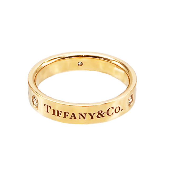Tiffany & Co.(ティファニー)のティファニー フラットバンド 3Pダイヤ リング 幅4mm K18PG ピンクゴールド 約11号 レディースのアクセサリー(リング(指輪))の商品写真