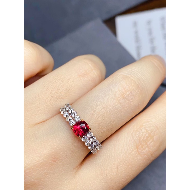 天然スピネル ダイヤ リング 0.71ct k18 ¥ レディースのアクセサリー(リング(指輪))の商品写真