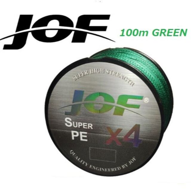 ×４　ＰＥライン（１．０号）１００ｍ　【ＪＯＦ】グリーンカラー スポーツ/アウトドアのフィッシング(釣り糸/ライン)の商品写真