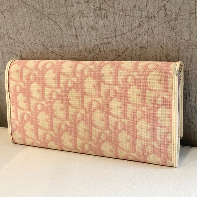 Dior クリスチャン ディオール トロッター 二つ折り長財布 ピンク