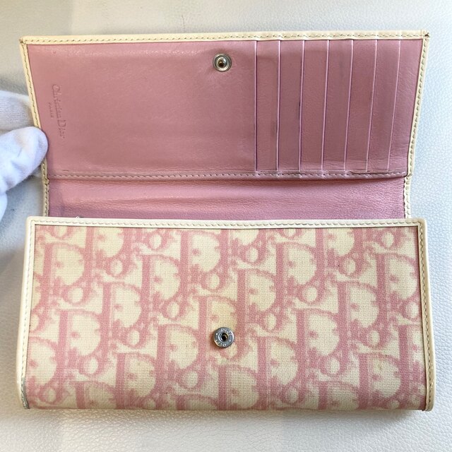 Dior クリスチャン ディオール トロッター 二つ折り長財布 ピンク