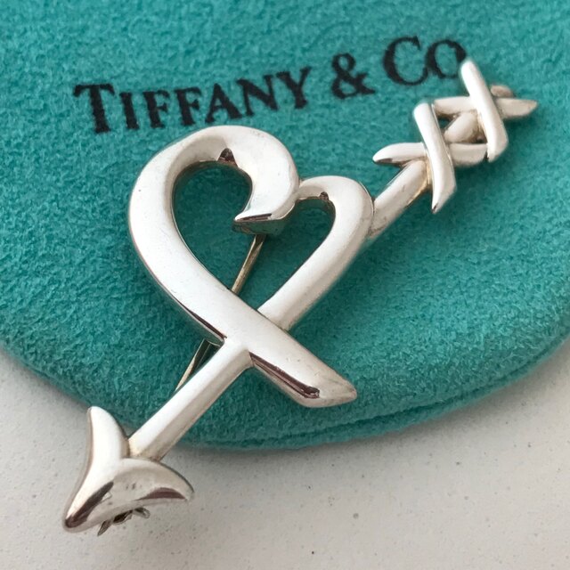 Tiffany ラビングハート&キス アロー ブローチ希少美品 【爆売り