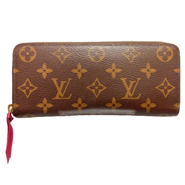 財布 LOUIS VUITTON ルイヴィトン モノグラム ポルトフォイユクレマンス フューシャ M60742 ワインレッド 長財布