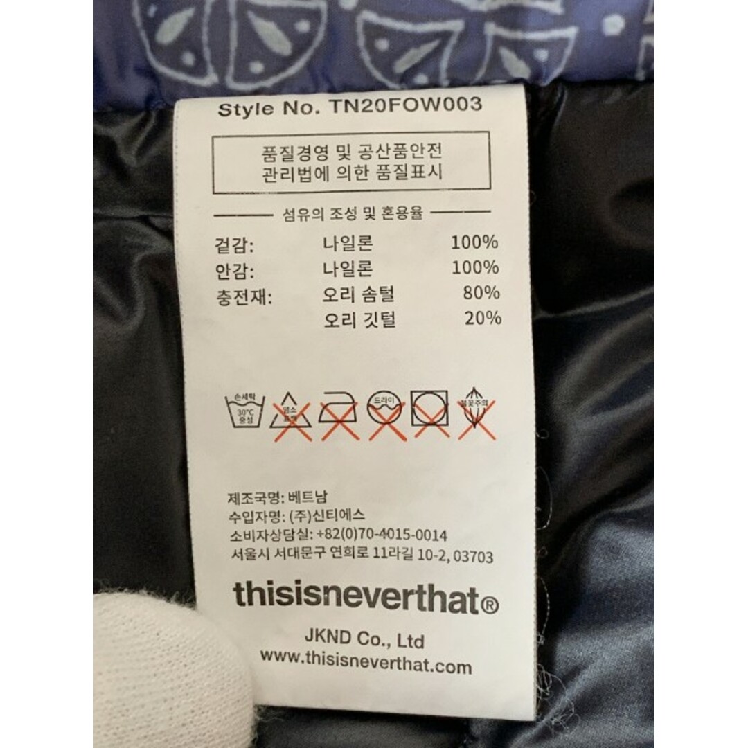 ディスイズネバーザット ダウンジャケット ペイズリー Size XL | agro
