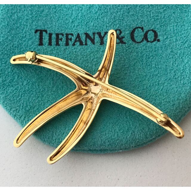 Tiffany K18YG スターフィッシュ ブローチ美品
