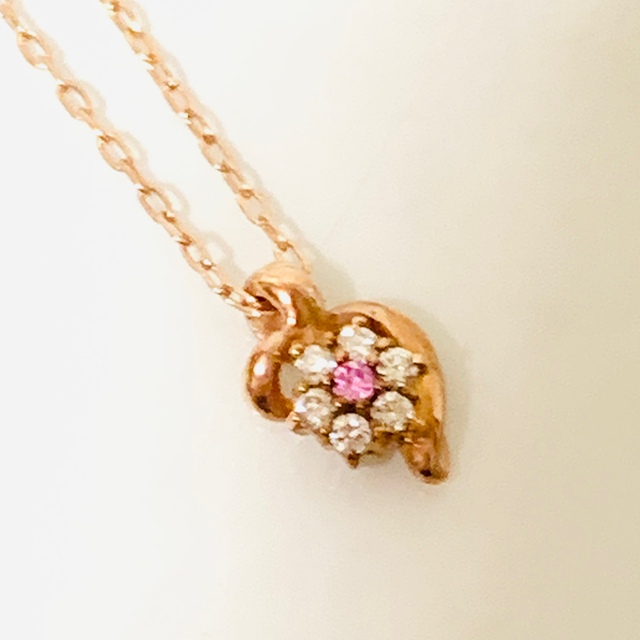 【鑑別書付】K10 ピンクゴールド　ダイヤモンド　ピンクサファイヤ　ネックレス 4