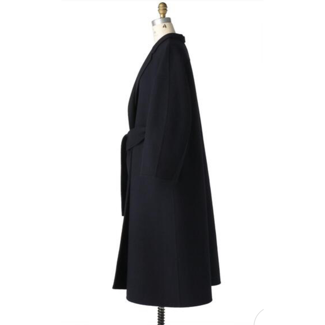 Drawer(ドゥロワー)の Drawer ウールケヌキテーラードカラーコート ネイビー　38 レディースのジャケット/アウター(ロングコート)の商品写真
