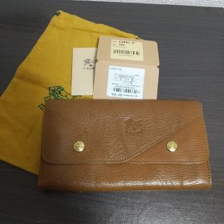 イルビゾンテ(IL BISONTE)の新品 イルビゾンテ 本革 レザー 財布 ウォレット Wフラップ ブラウン 茶(長財布)