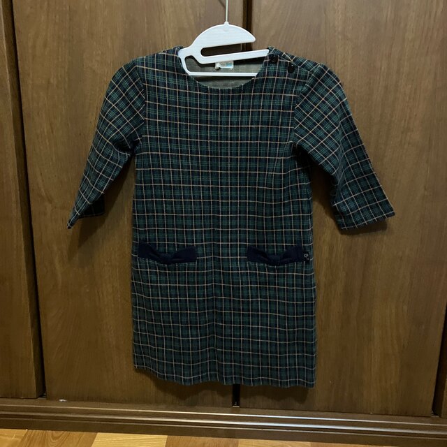 KP(ニットプランナー)の緑チェックワンピース キッズ/ベビー/マタニティのキッズ服女の子用(90cm~)(ワンピース)の商品写真