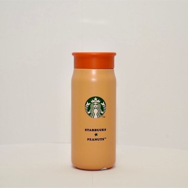 Starbucks Coffee(スターバックスコーヒー)のステンレスミニボトル PEANUTS オレンジ インテリア/住まい/日用品のキッチン/食器(タンブラー)の商品写真