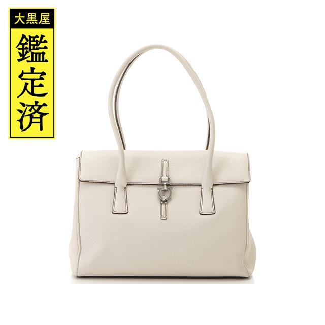 Salvatore Ferragamo - フェラガモ　ガンチーニ　ハンドバッグ　ホワイト　レザー【430】
