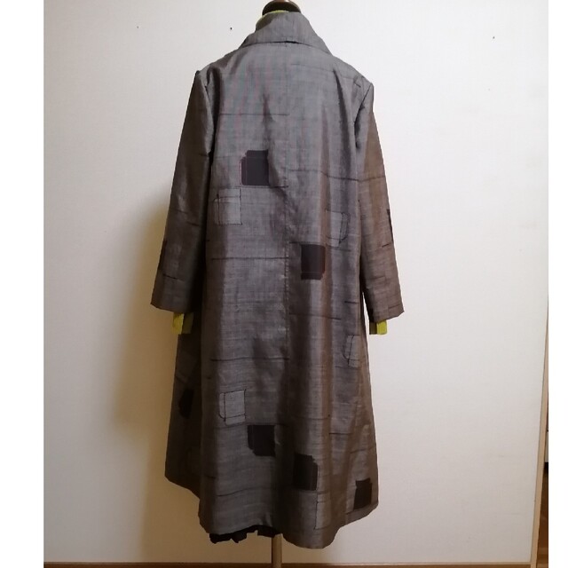 着物リメイク195大島紬からロングコートワンピース(裏地付き)ロングコート