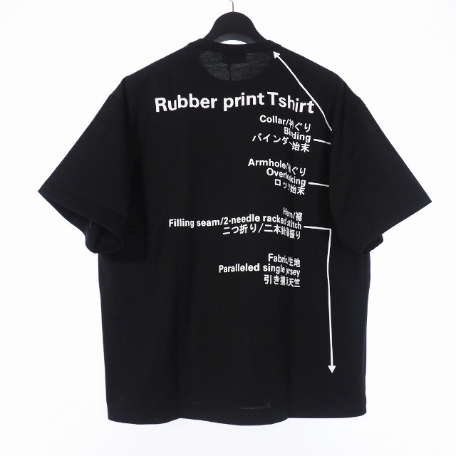 665cm袖丈カラー 22SS 度詰め天竺 ロゴ プリント Tシャツ 半袖 1  黒