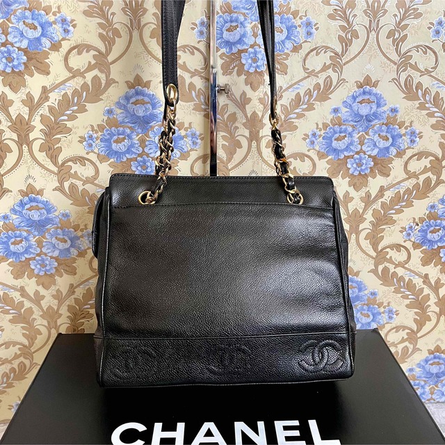 CHANEL シャネル 美品 トリプルココ ショルダーバッグ キャビアスキン