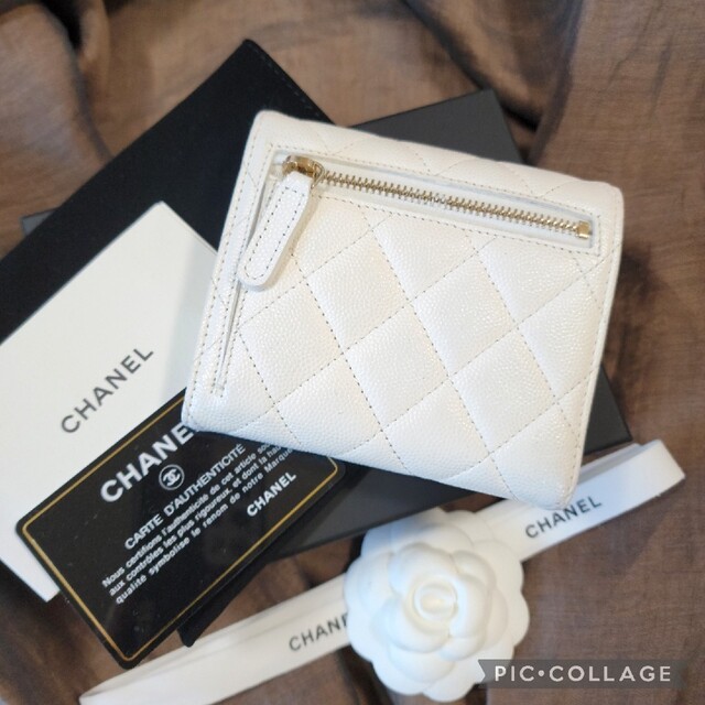 CHANEL 31番台 超美品 キャビアスキン マトラッセ コンパクトウォレット