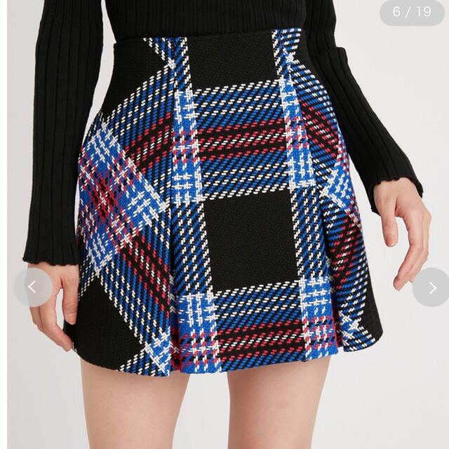 【超安い】スカート流行 SNIDEL スナイデル ロービングチェックミニスカート ブルー
