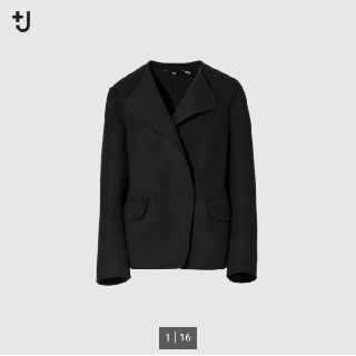 ユニクロ(UNIQLO)のお値下げ【新品】 UNIQLO ＋J ダブルフェイス ジャケット 黒 L(ノーカラージャケット)