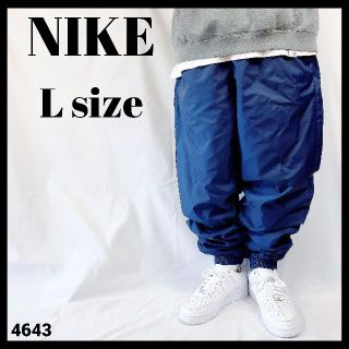 ナイキ(NIKE)の【ナイロンパンツ】90s 銀タグ ナイキ NIKE ネイビー 紺 L 裾ゴム(その他)