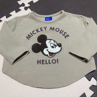 ディズニー(Disney)のバースデイ　ミッキー　ふわふわワッペン ワッフルＴシャツ　90(Tシャツ/カットソー)