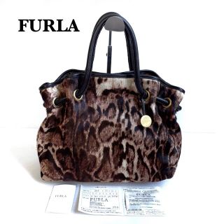 フルラ ショルダーバッグ レオパード 豹柄 FURLA バッグ レザー 革 黒