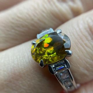 高品質☆希少石　2.74ct スフェーンダイヤリング　pt900(リング(指輪))