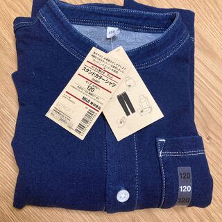 ムジルシリョウヒン(MUJI (無印良品))の無印　スタンドカラーシャツ　120  デニム　長袖シャツ　カーディガン(Tシャツ/カットソー)