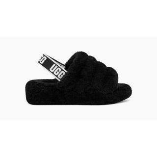 アグ(UGG)の【新品未使用】UGG フラットイヤースライドサンダル　黒　23.5(サンダル)