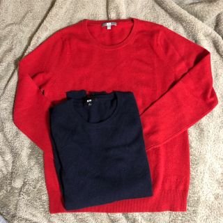 ユニクロ(UNIQLO)のUNIQLOカシミヤ　Ｌ　2枚(ニット/セーター)