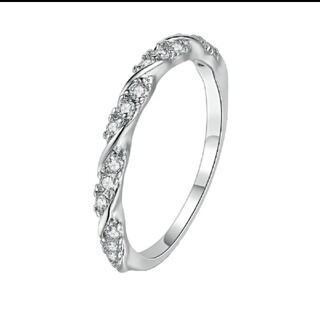 レディース リング メンズ ジルコニア CZダイヤモンド 指輪 ホワイトゴールド(リング(指輪))