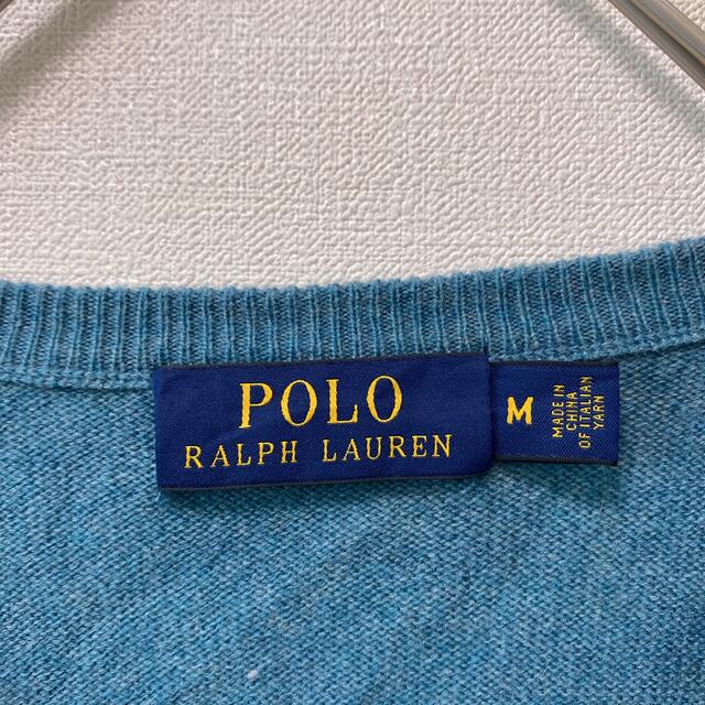 POLO RALPH LAUREN(ポロラルフローレン)のポロラルフローレン　ニット　セーター　Vネック　刺繍ロゴ　男女兼用　ウール　M メンズのトップス(ニット/セーター)の商品写真