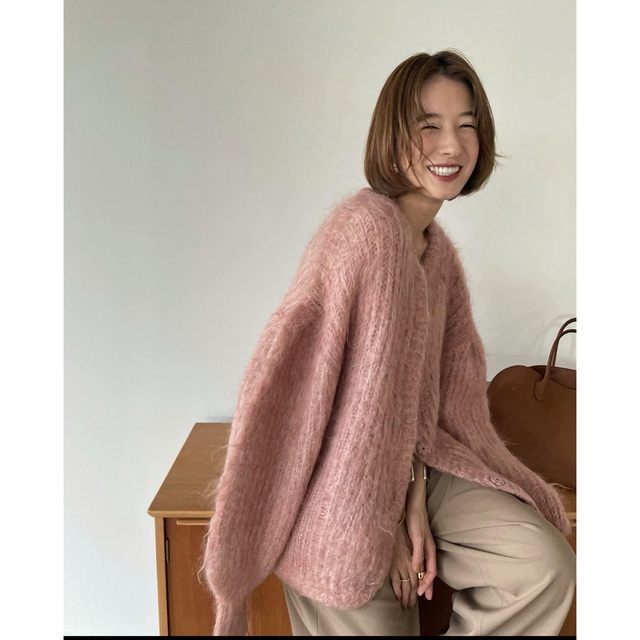 CLANE クラネ モヘアシャギーカーディガン ピンク 22aw - カーディガン