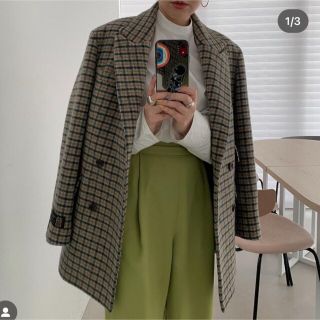 アメリヴィンテージ(Ameri VINTAGE)のcheck eco wool big jacket(テーラードジャケット)