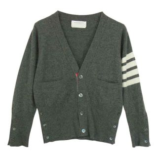 トムブラウン(THOM BROWNE)のTHOM BROWNE トムブラウン 国内正規品 スコットランド製 01113D7007 4BAR ニット カーディガン グレー系 O【中古】(カーディガン)