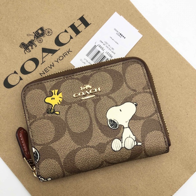 coach付属品付スヌーピー財布ミニ財布ウォレットコラボピーナッツ