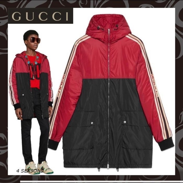 Gucci - GUCCI/ストライプナイロンコート/size:48