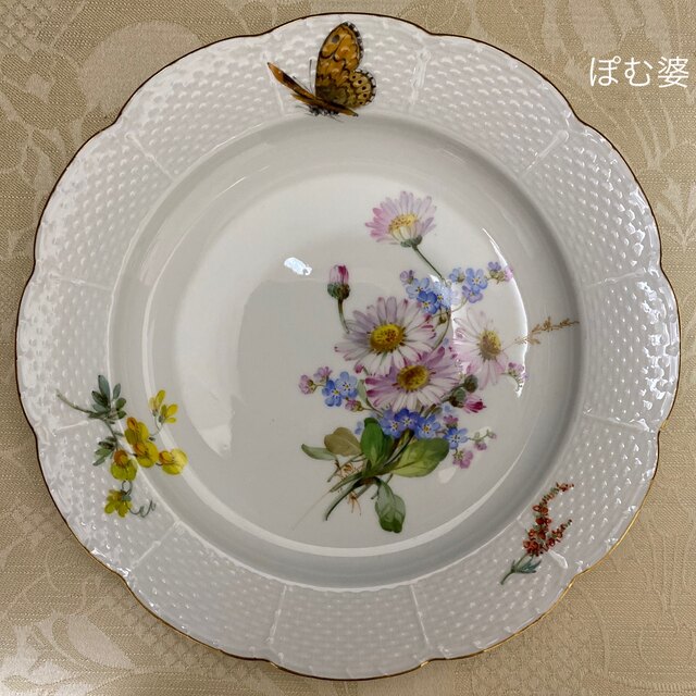 MEISSEN(マイセン)の★お取置き【古マイセン】自然主義 「印象派 ／ 花と蝶」 プレート  皿 インテリア/住まい/日用品のキッチン/食器(食器)の商品写真